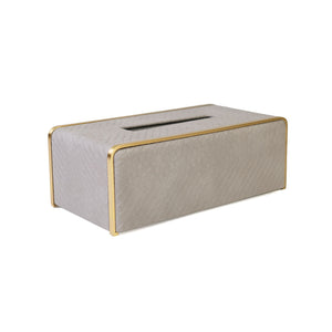 Side view of grey tissue box