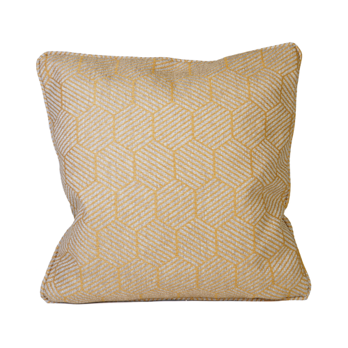 Front view of square yellow cushion cover