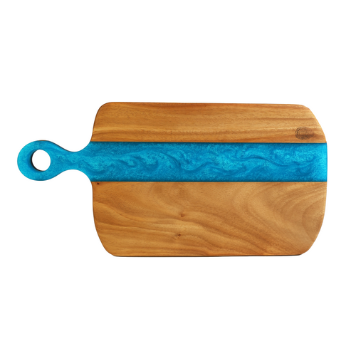 Azure Serving Board, Turquoise & Wood