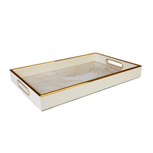 Side view of white & gold tray