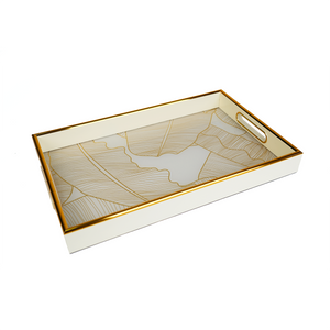 Top view of white & gold tray