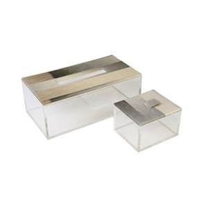 Brac beige and olive tissue box with matching Brac beige and olive jar