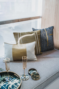 Brompton Cushion Cover, White and Gold, 30 x 50 cm