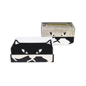Black and white Carson box with matching grey and black Carson tissue box