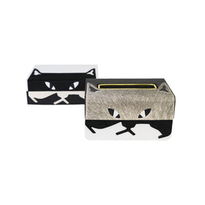 grey and black Carson tissue box with matching black and white Carson box