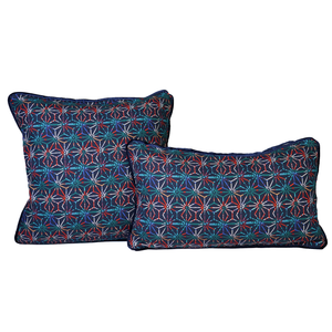Set of rectangle & square blue cushion covers