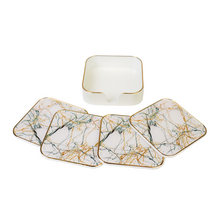 Individual view of white & green coasters set