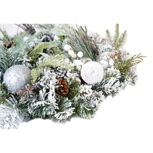 December Blooms, Christmas Wreath, White & Silver