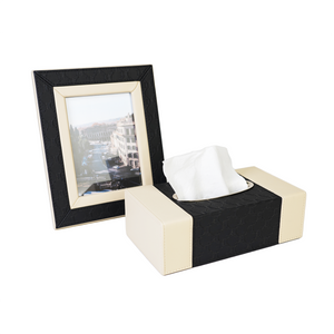 Black & white photoframe with tissue box set