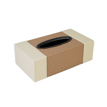Top view of brown & beige tissue box