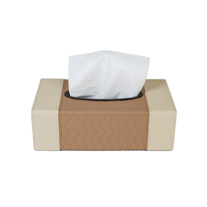 Tissue in brown & beige tissue box