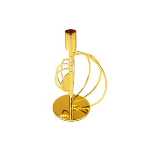 Side view of gold candle holder