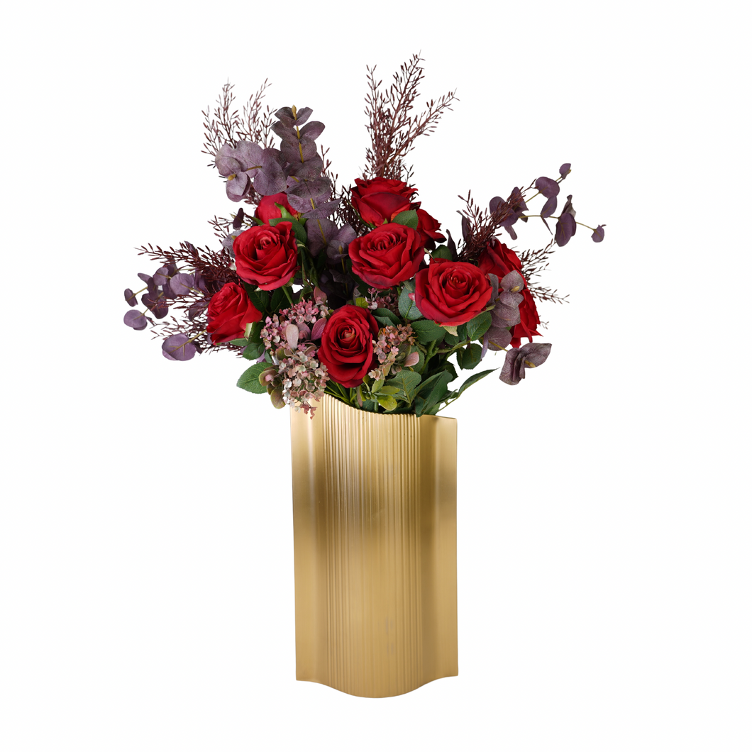 February Blooms in Astor Vase, Gold