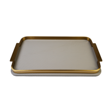 Top view of beige & gold tray