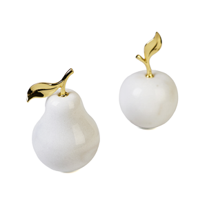 Lily Apple & Pear Figurine Set, White Marble