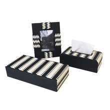 Black & white box with tissue box and photoframe set
