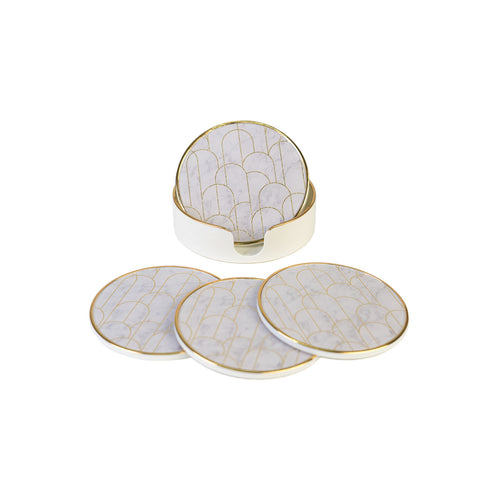 Mirabel Coasters, White & Gold, Set of Four
