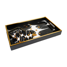 Black & gold tray with coasters set