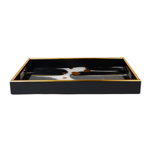 Front view of black & gold tray
