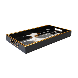 Side view of black & gold tray