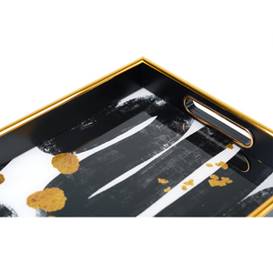 Detailed view of black & gold tray