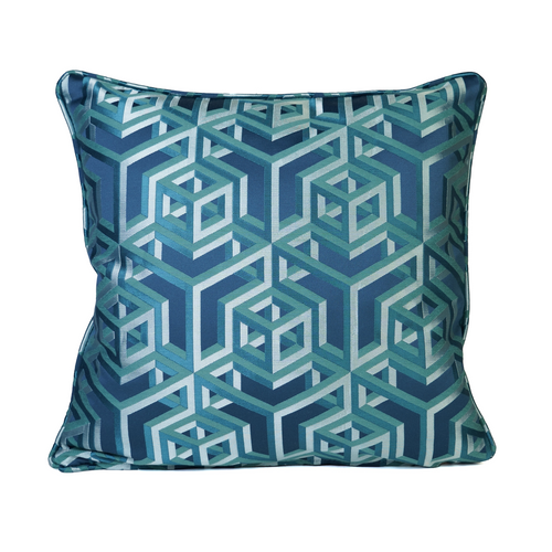 Front view of teal square cushion cover