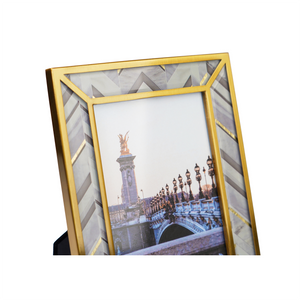 Detailed view of brown & gold photoframe
