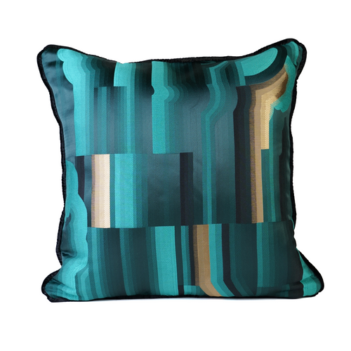 Front view of green square cushion cover