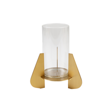 Front view of gold & glass candle holder