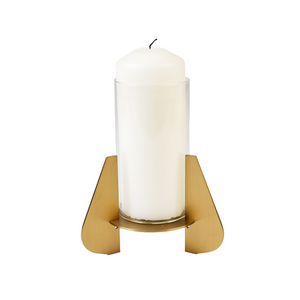 Candle in gold & glass candle holder