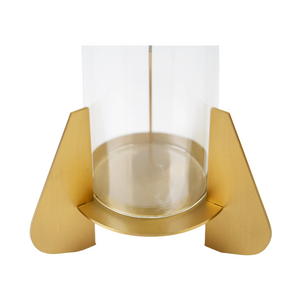 Detailed view of gold & glass candle holder