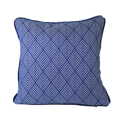 Front view of blue square cushion cover
