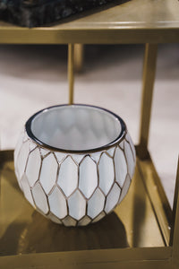 Turin Diamond Vase, White and Silver