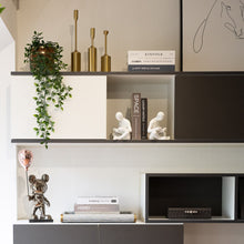 Arden grey box with Bolton grey tray and Jaden sculpture on a grey and white feature shelf