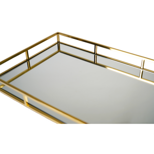 Detailed view of gold & mirror tray