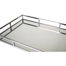 Detailed view of silver & mirror tray