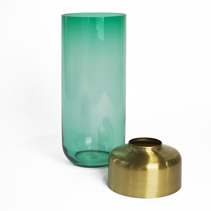 Photo of gold rim detached from the green body of Adele vase to show larger opening option