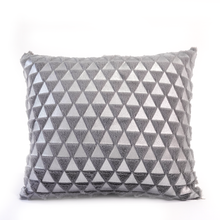 Front of Bijou grey cushion cover with geometric triangle pattern in light and dark silver