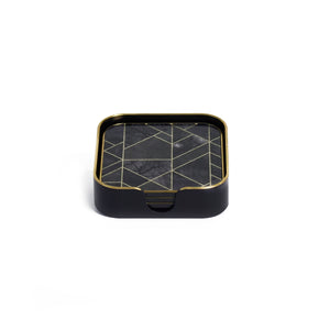 Bordeaux Coasters, Black White and Gold, Set of 4