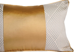 Brompton Cushion Cover, White and Gold, 30 x 50 cm