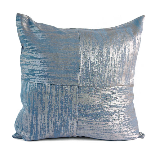 The front of Allegra cushion cover with silver and blue sandy pattern