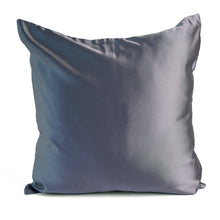 The back of Allegra cushion cover showing solid light blue colour with soft shiny finish