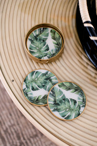 Botanic Coasters, Green Leaves, Set of 4