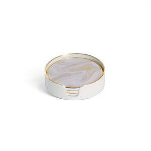 Delphine Coasters, White and Gold, Set of 4