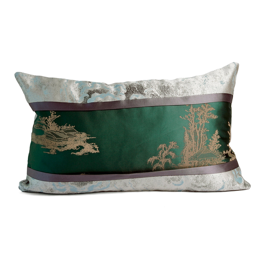 Fir Cushion Cover, Green & Silver, 30 x 50 cm