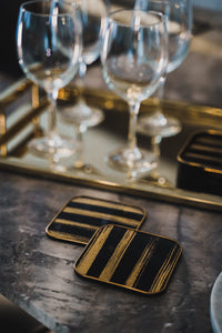 Belize Coasters, Gold and Black, Set of 4