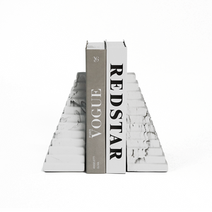 Luxor Bookends, White Marble Print