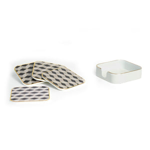 Marbella Coasters, Black, White and Gold, Set of 4