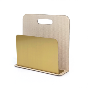 Marco Magazine Holder, Beige and Gold