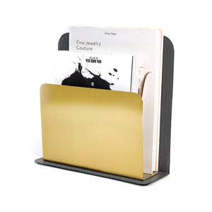 Marco Magazine Holder, Grey and Gold